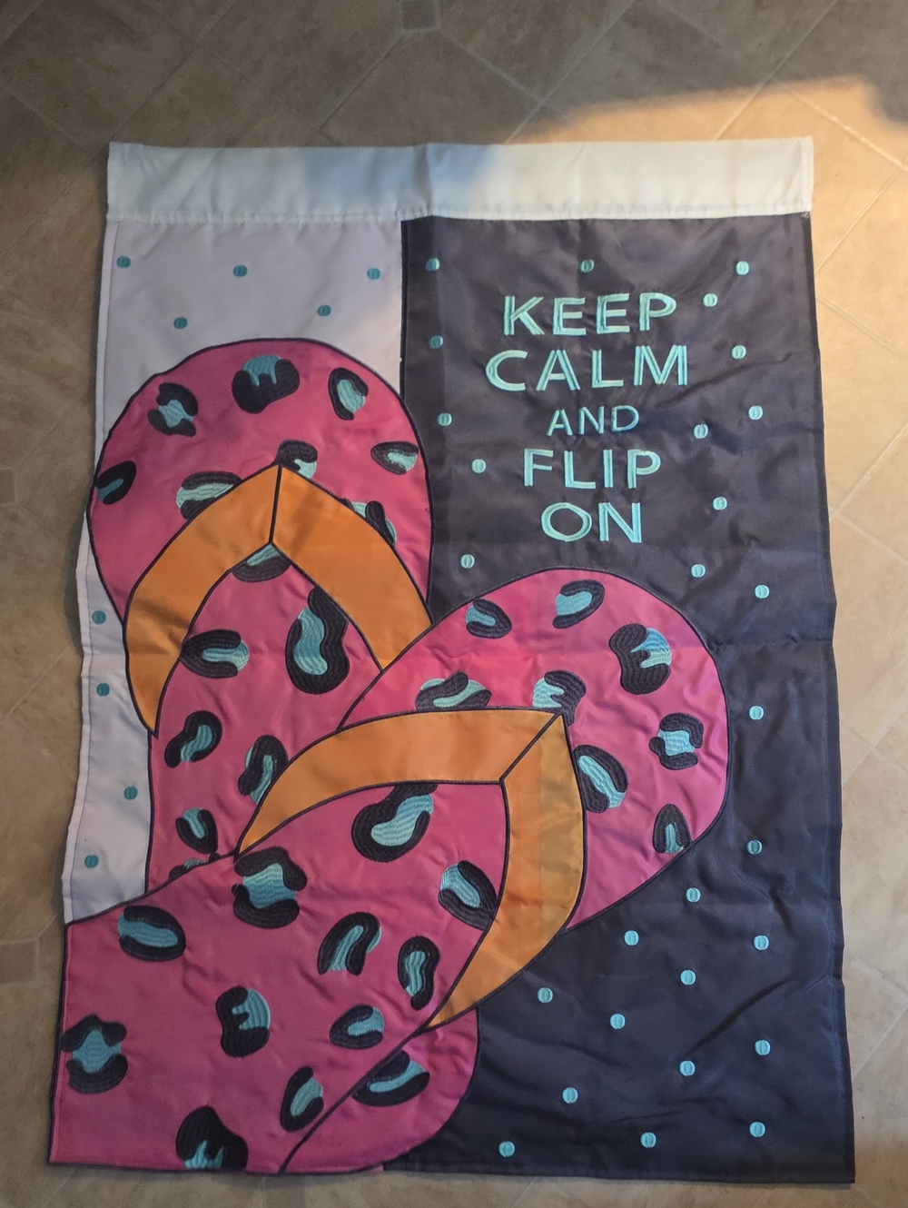 Keep Calm and Flip On Pink Flip-Flop Flag 28×40